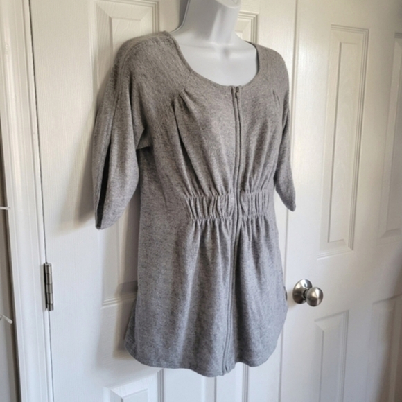 Anthropologie Moth gray zip up cinched waist lightweight sweater small - Picture 2 of 16